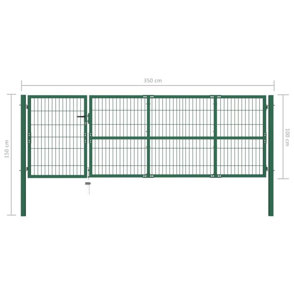VIDAXL Portail de cloture de jardin avec poteaux 350x100 cm Acier Vert