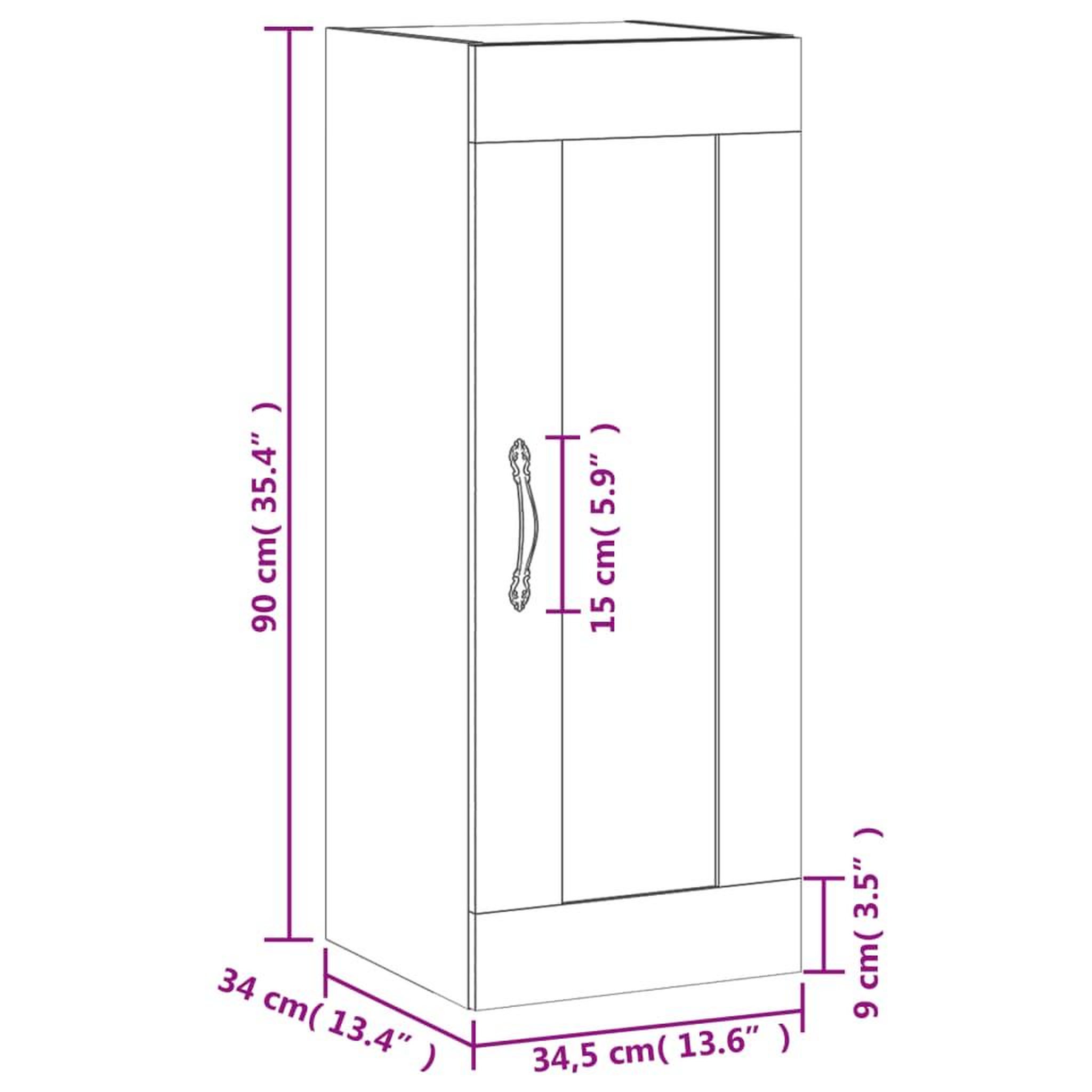 Voir la diapositive 6 : VIDAXL Armoire murale sonoma gris 34,5x34x90 cm bois d'ingenierie