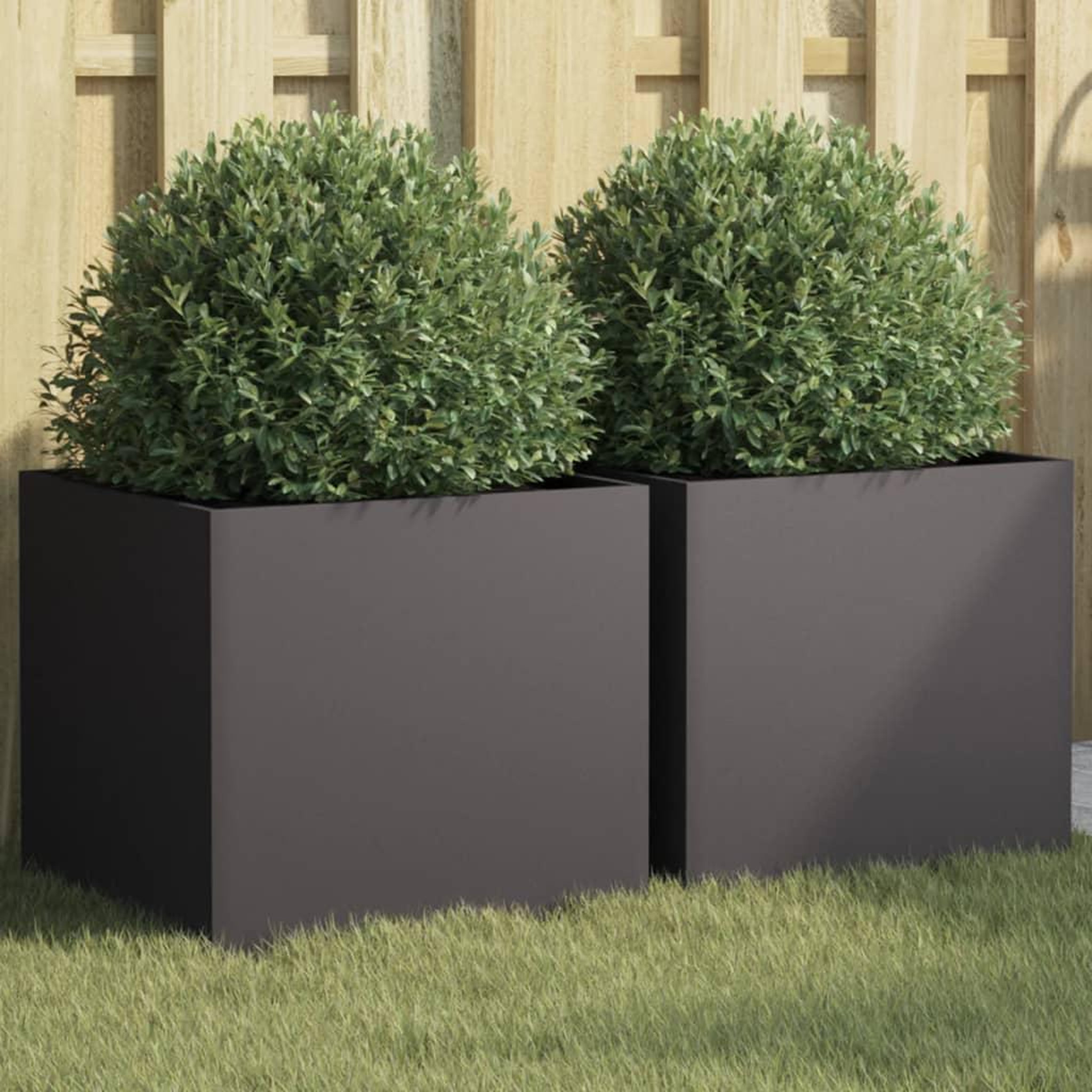 VIDAXL Jardinieres 2 pcs noir 42x40x39 cm acier