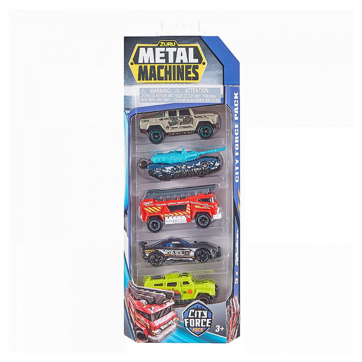 ZURU Pack de 5 véhicules en métal City Force - Jouets de collection