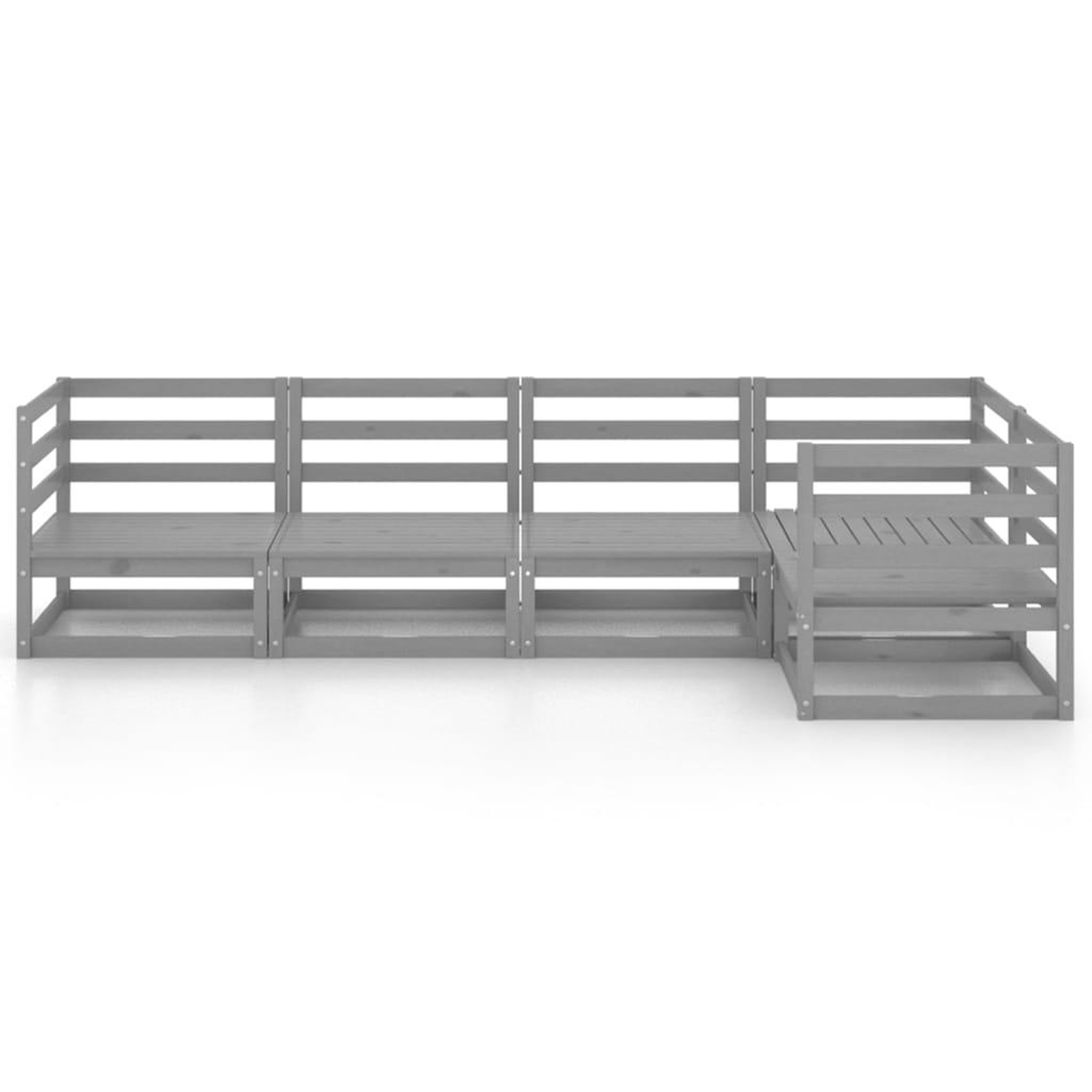 Voir la diapositive 3 : VIDAXL Salon de jardin 5 pcs gris bois de pin massif