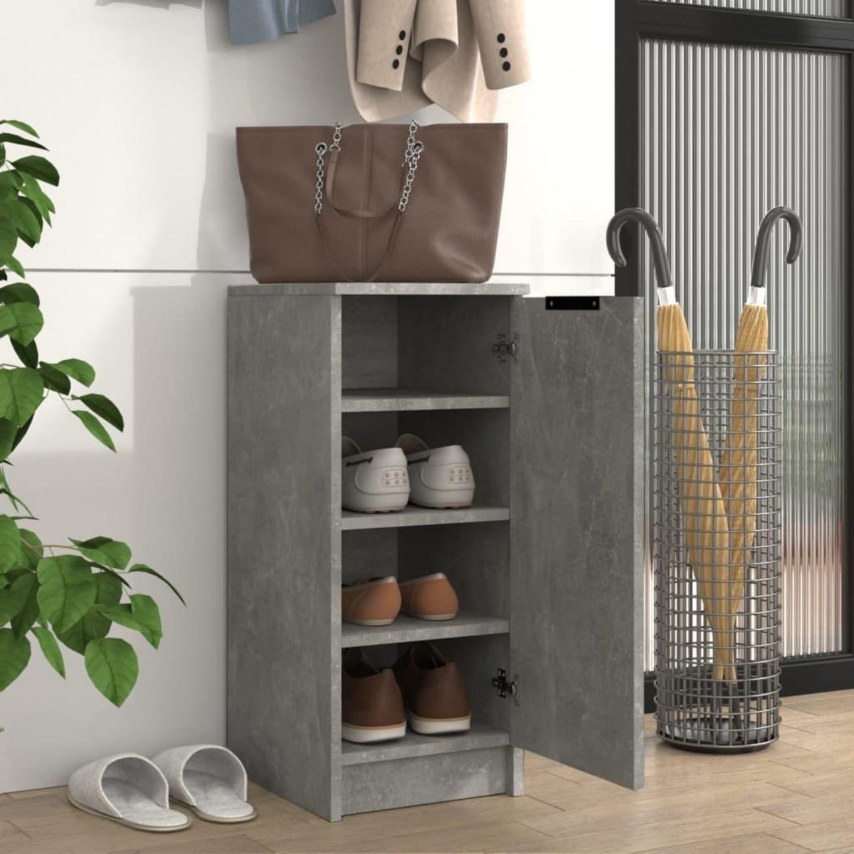 VIDAXL Armoire a chaussures Gris beton 30x35x70 cm Bois d'ingenierie