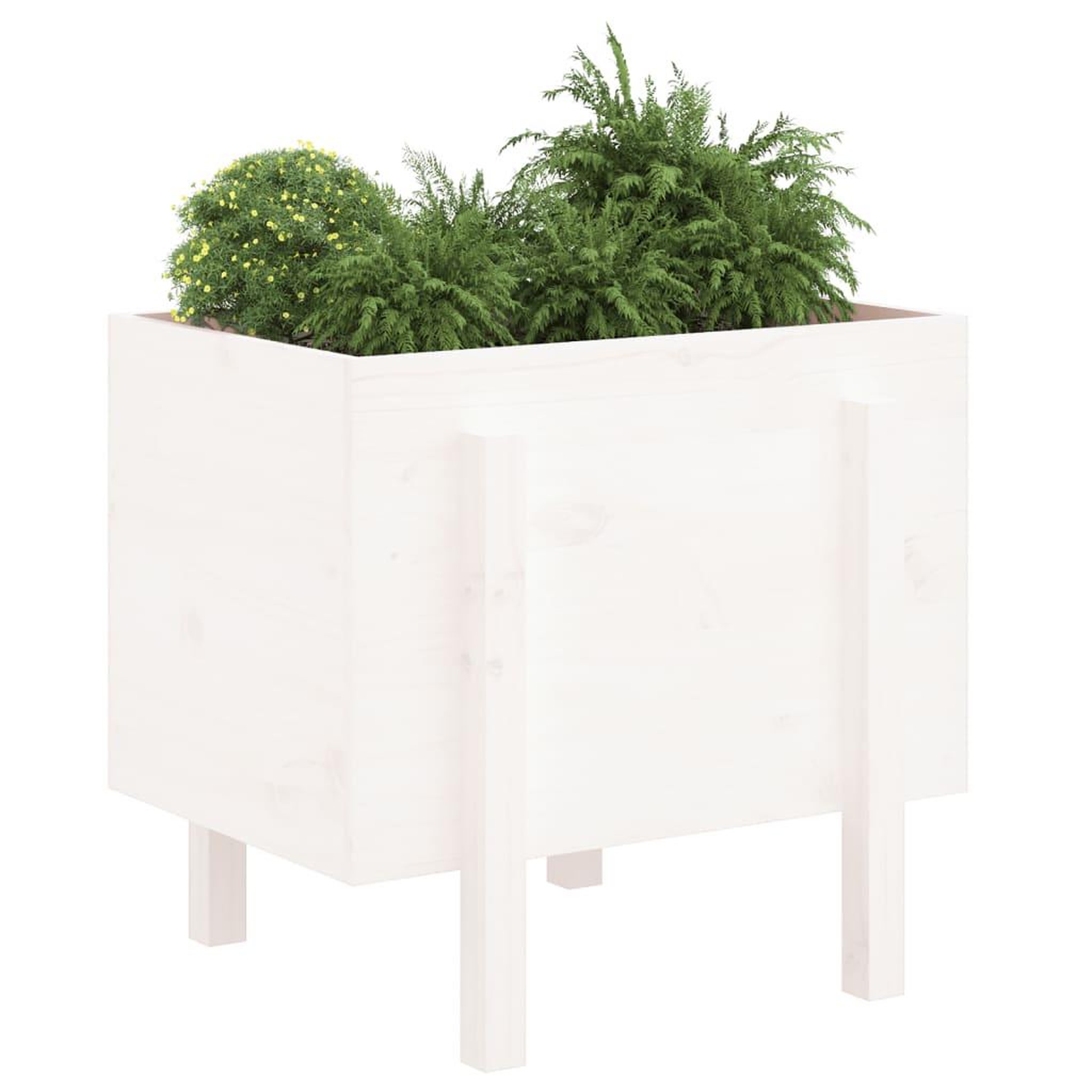 Voir la diapositive 3 : VIDAXL Jardiniere blanc 62x50x57 cm bois massif de pin