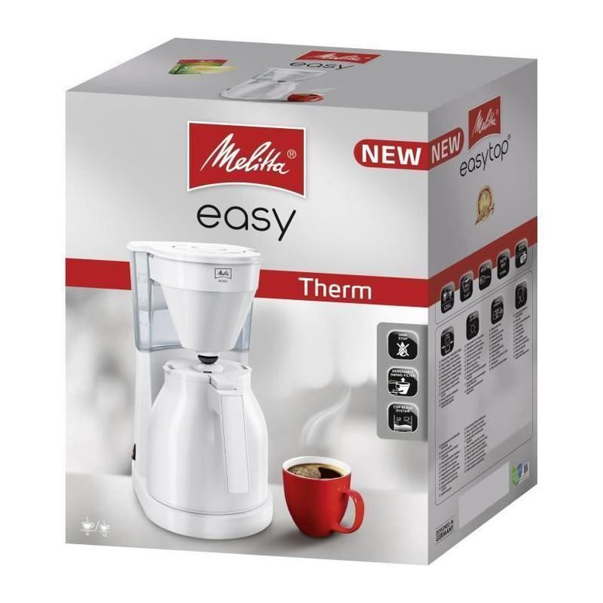 Voir la diapositive 2 : ABC CARPET & HOME ABSAAR 1023-05 - Cafetiere - Thermo-pot a commande a une main, reservoir deau transparent -Blanc