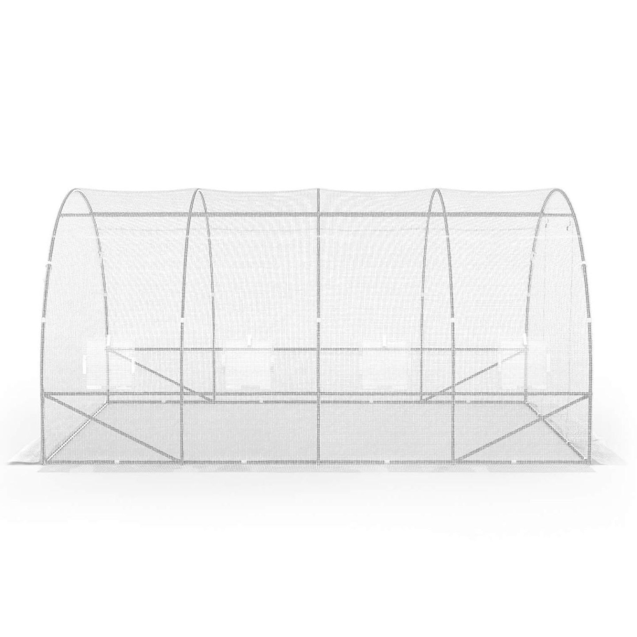 Voir la diapositive 6 : ID MARKET Serre de jardin tunnel 12m² 4 x 3 x 2 m acier galvanisé + bâche anti-uv avec porte et fenêtres zebra blanche