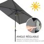 Voir la diapositive 4 : OUTSUNNY Parasol rectangulaire inclinable de jardin avec manivelle alu. métal polyester haute densité anti UV 50+ gris
