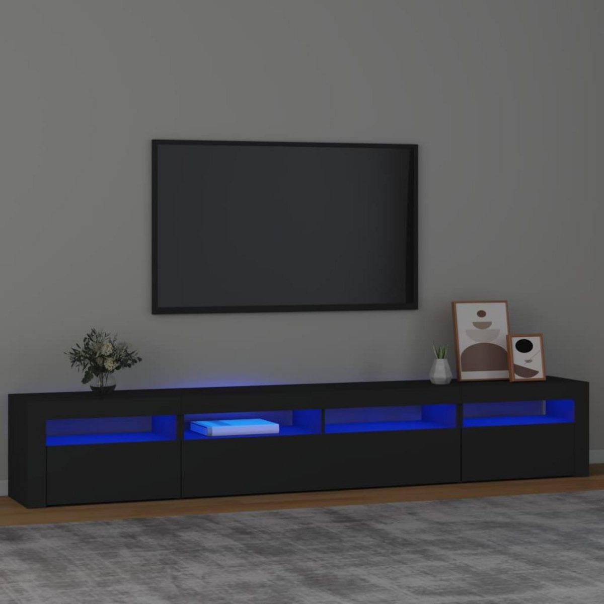 VIDAXL Meuble TV avec lumieres LED Noir 240x35x40 cm