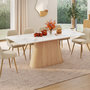 Voir la diapositive 2 : ID MARKET Table à manger extensible rectangle RHONDA 6-10 personnes plateau marbre blanc ALASKA et bois façon hêtre 160-200 cm