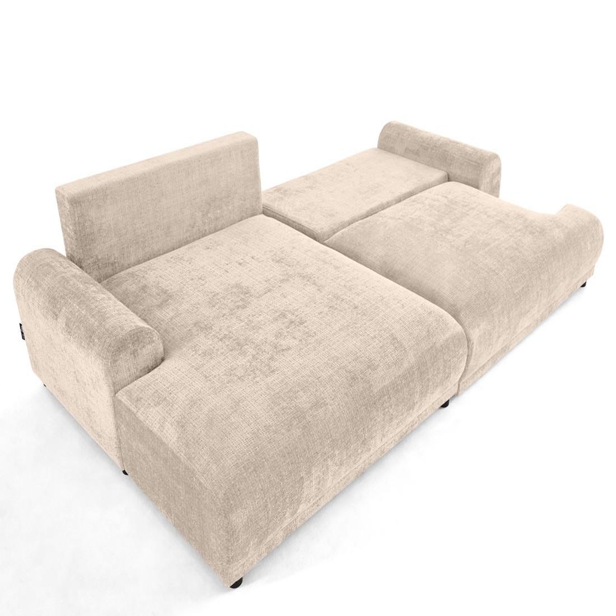 Voir la diapositive 2 : LISA DESIGN Nelly - canapé d'angle gauche 4 places convertible avec coffre en velours texturé