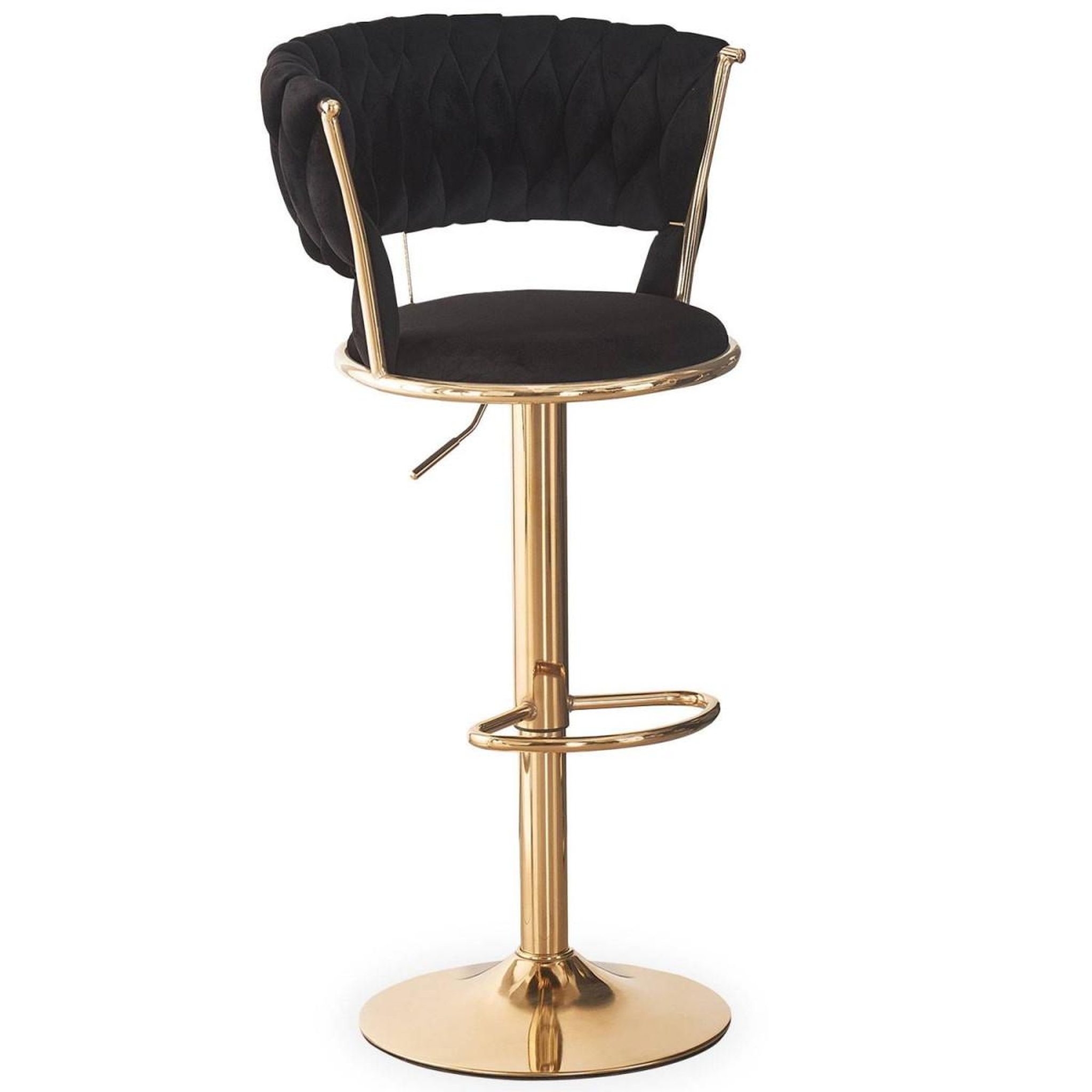 Voir la diapositive 4 : Paris Prix Lot de 2 chaises de bar en velours  odyssée  87-109cm noir & or