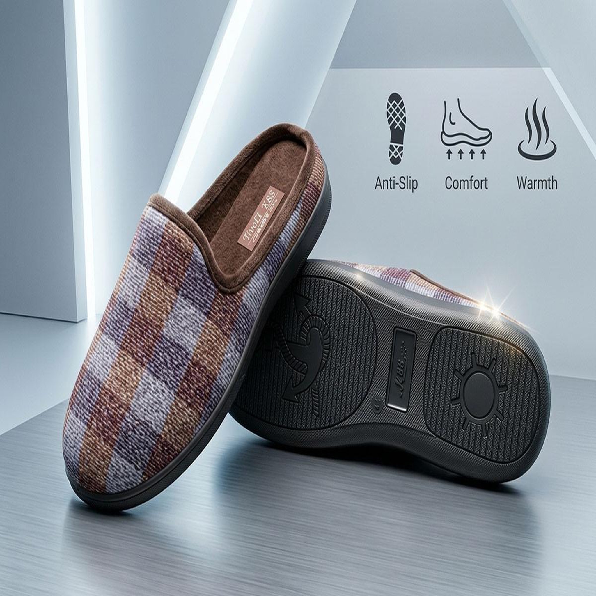 Voir la diapositive 5 : OZABI OZABI Pantoufles Homme Mule Chaudes Antiderapantes Confort