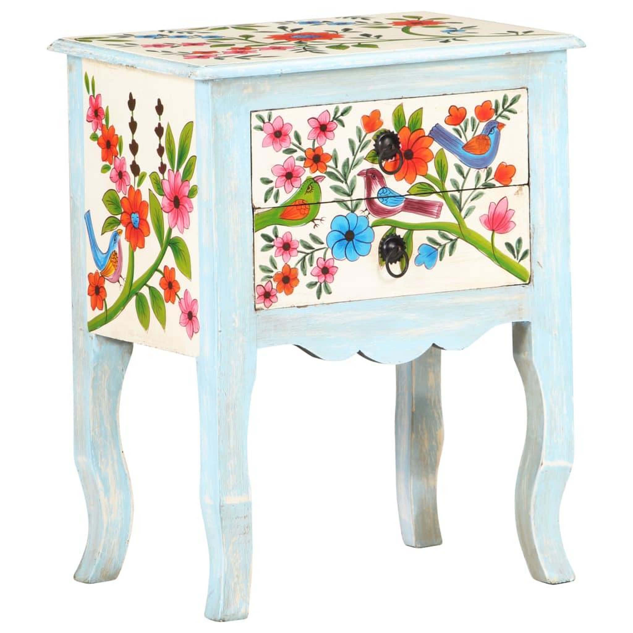 VIDAXL Table de chevet peinte a la main 40x30x50 cm Bois de manguier