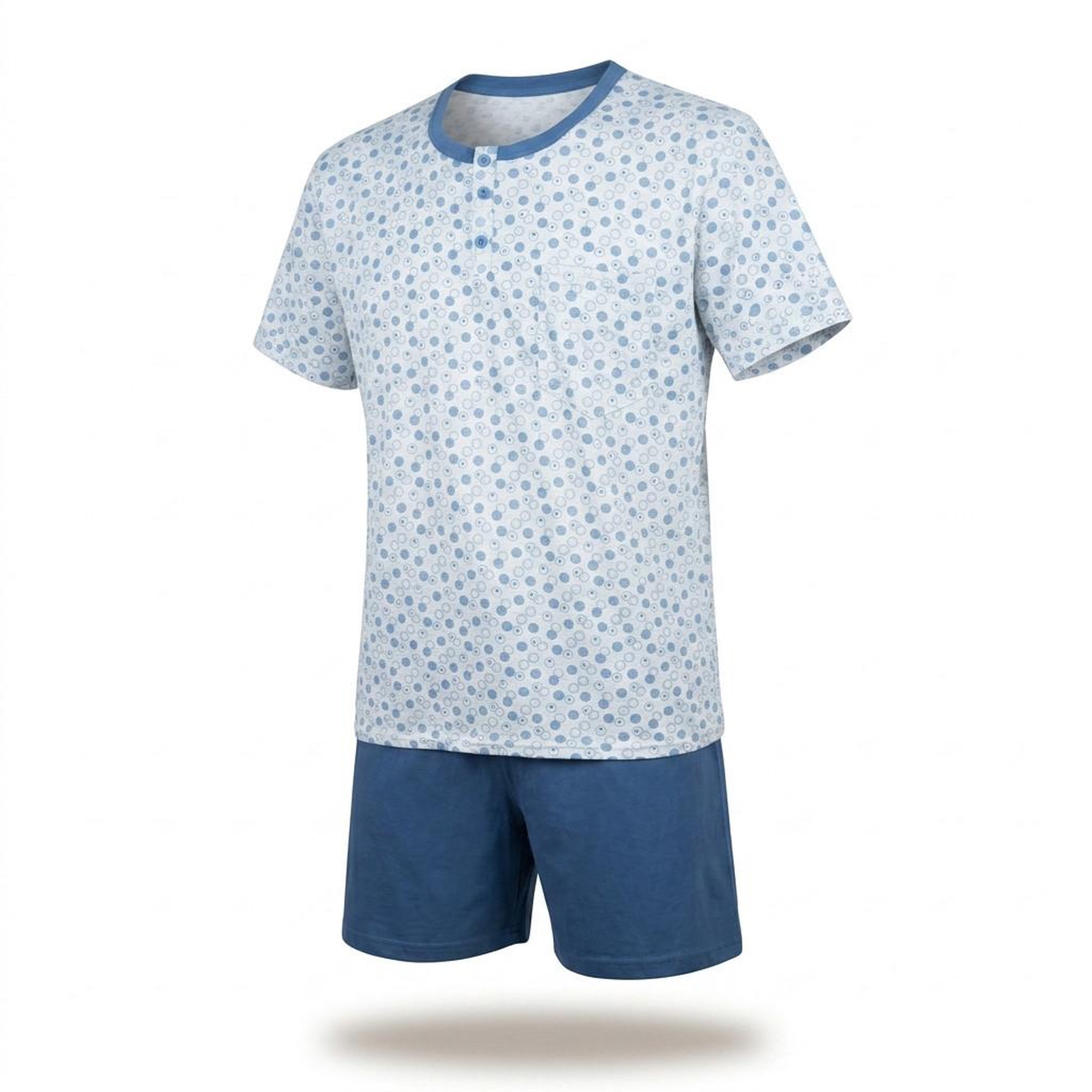 Voir la diapositive 5 : OZABI OZABI Pack 3 Pyjamas Courts Homme Coton Majoritaire, Col Bouton