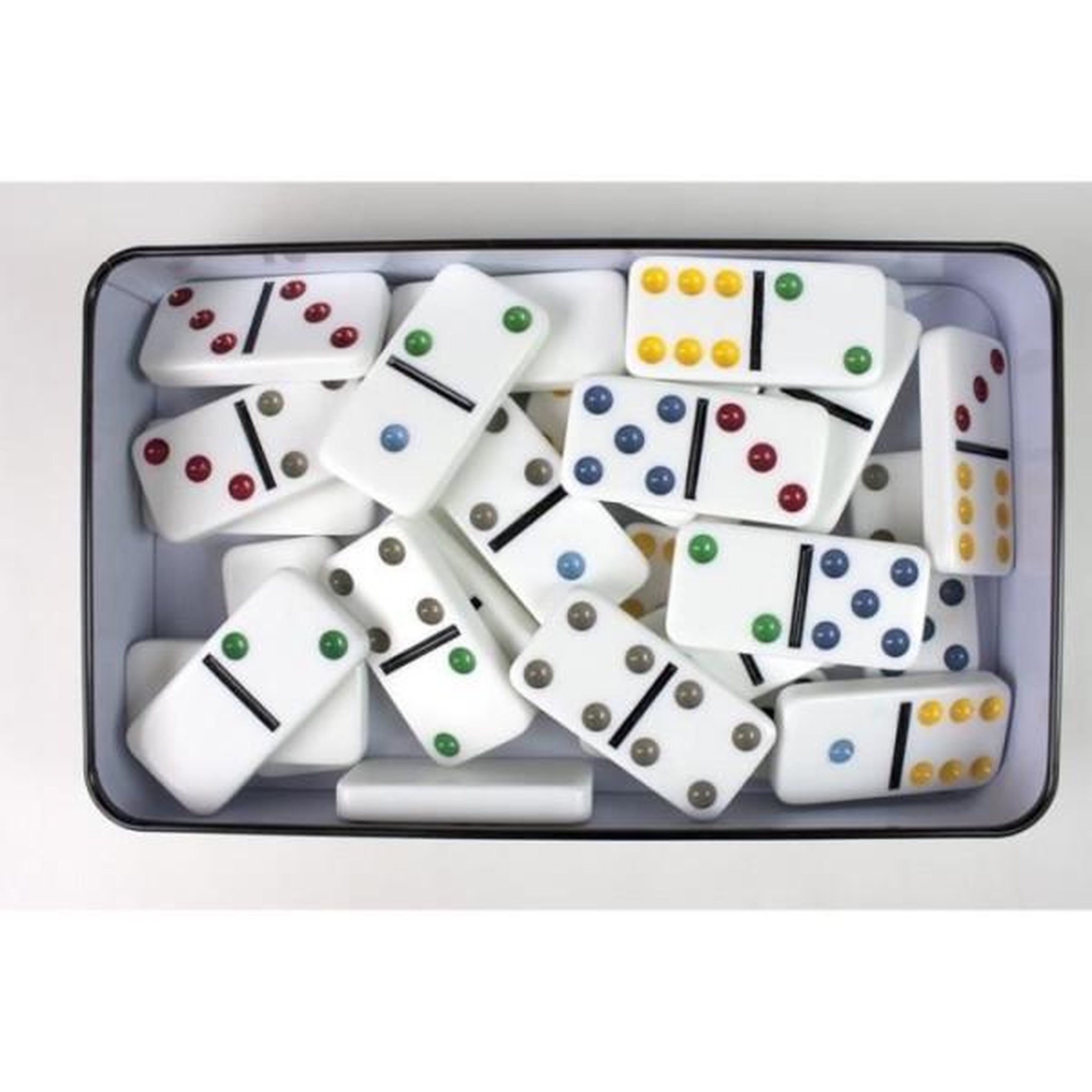 Voir la diapositive 3 : Tactic Jeu de dominos tactic double 6 en boîte métal - garçon et fille - a partir de 5 ans