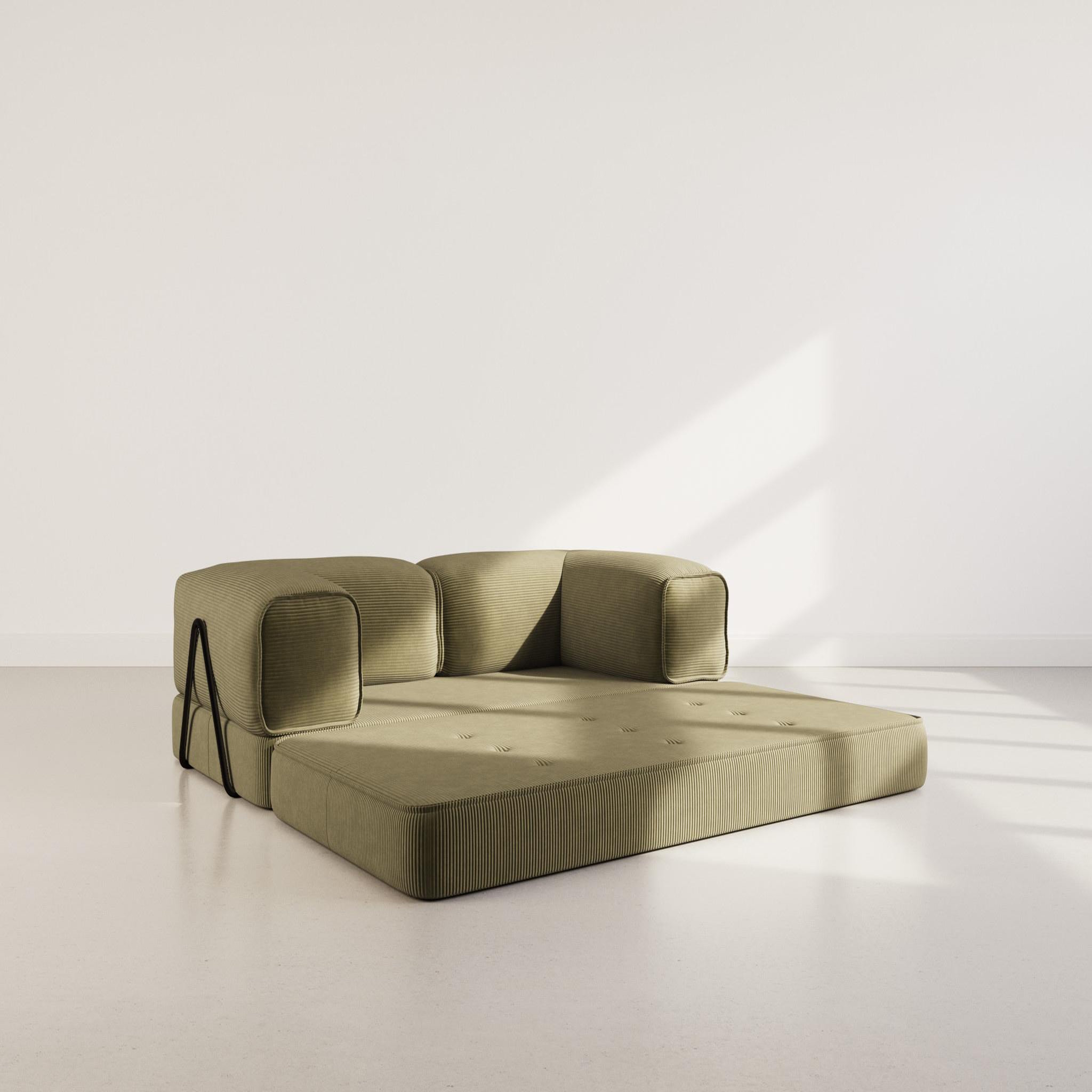 Voir la diapositive 2 : BEST MOBILIER Poppy - canapé 3 places convertible en velours côtelé