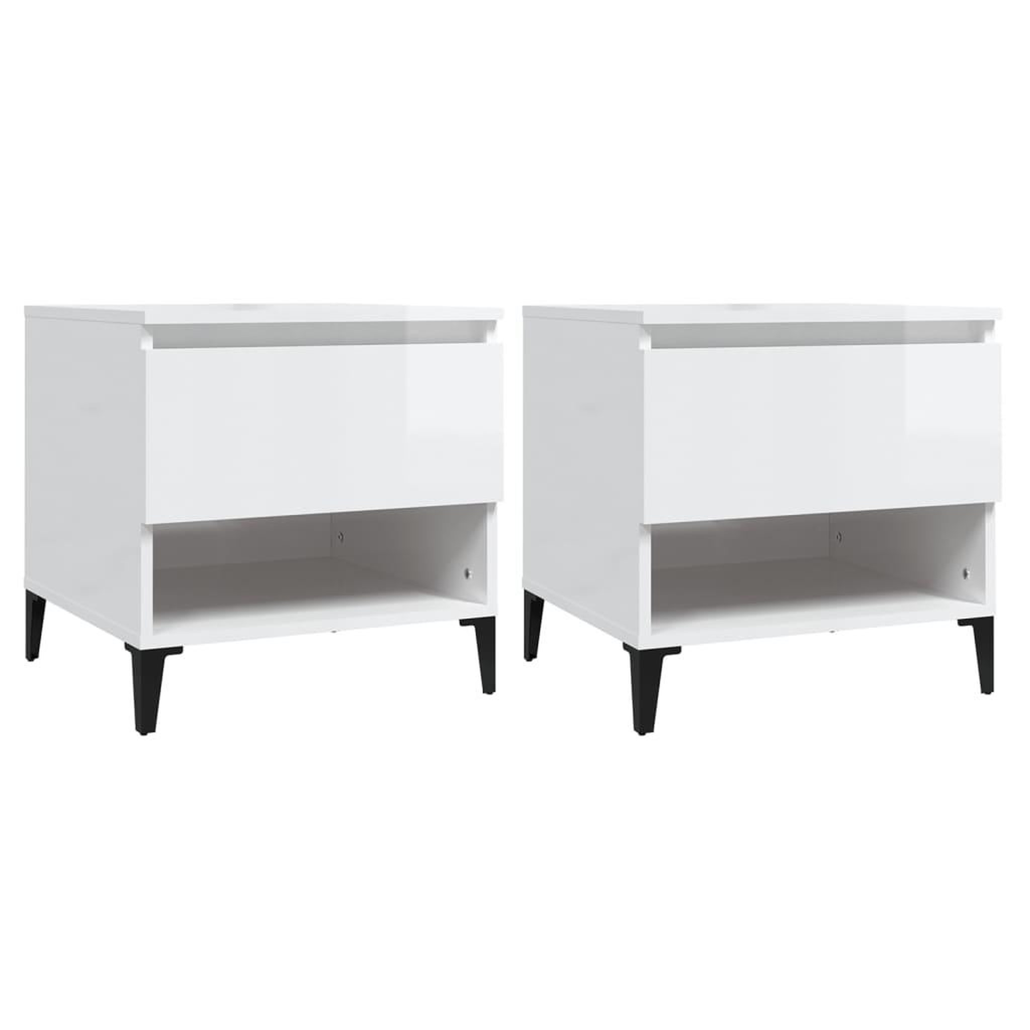 Voir la diapositive 2 : VIDAXL Tables d'appoint 2pcs Blanc brillant 50x46x50cm Bois ingenierie