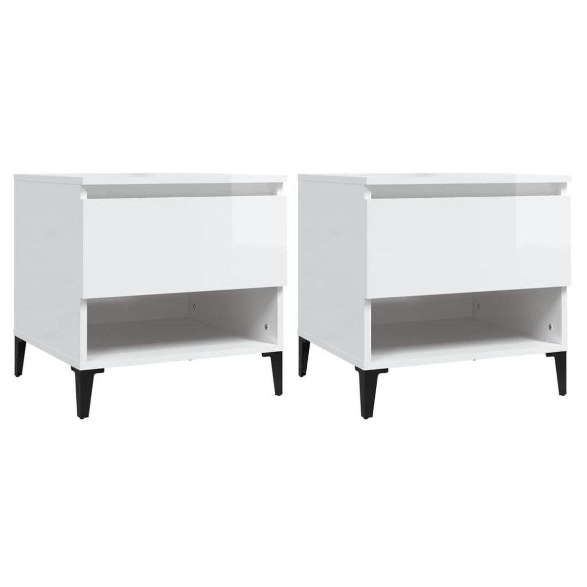 VIDAXL Tables d'appoint 2pcs Blanc brillant 50x46x50cm Bois ingenierie