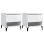 Voir la diapositive 2 : VIDAXL Tables d'appoint 2pcs Blanc brillant 50x46x50cm Bois ingenierie