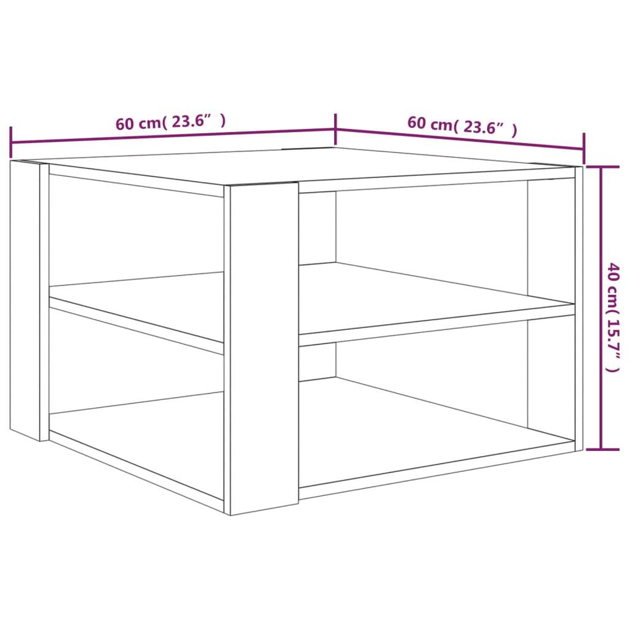 Voir la diapositive 6 : VIDAXL Table basse Chene fume 60x60x40 cm Bois d'ingenierie