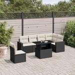 VIDAXL Salon de jardin 7 pcs avec coussins noir resine tressee
