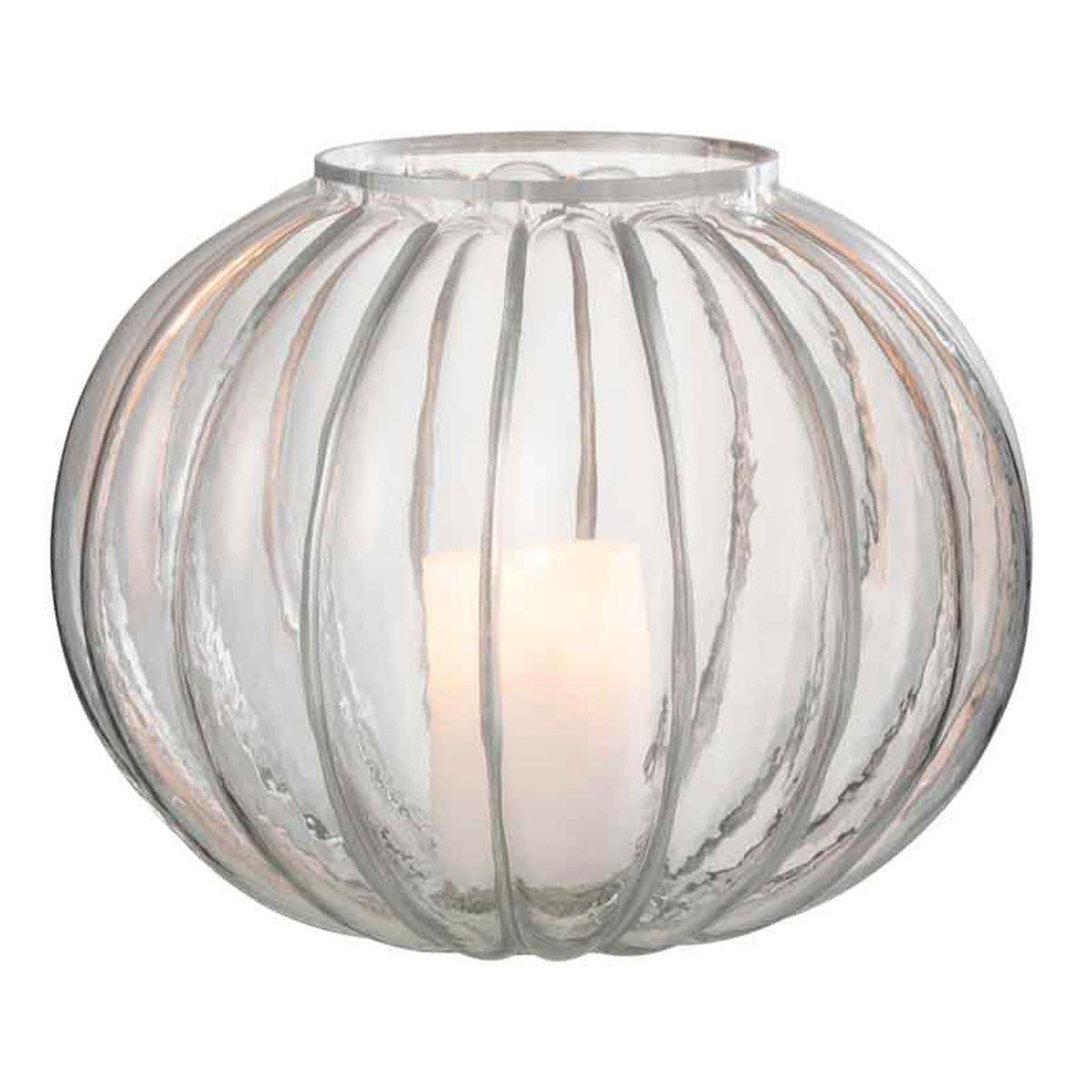 Voir la diapositive 2 : J-LINE Photophore en Verre  Boule  29cm Argent