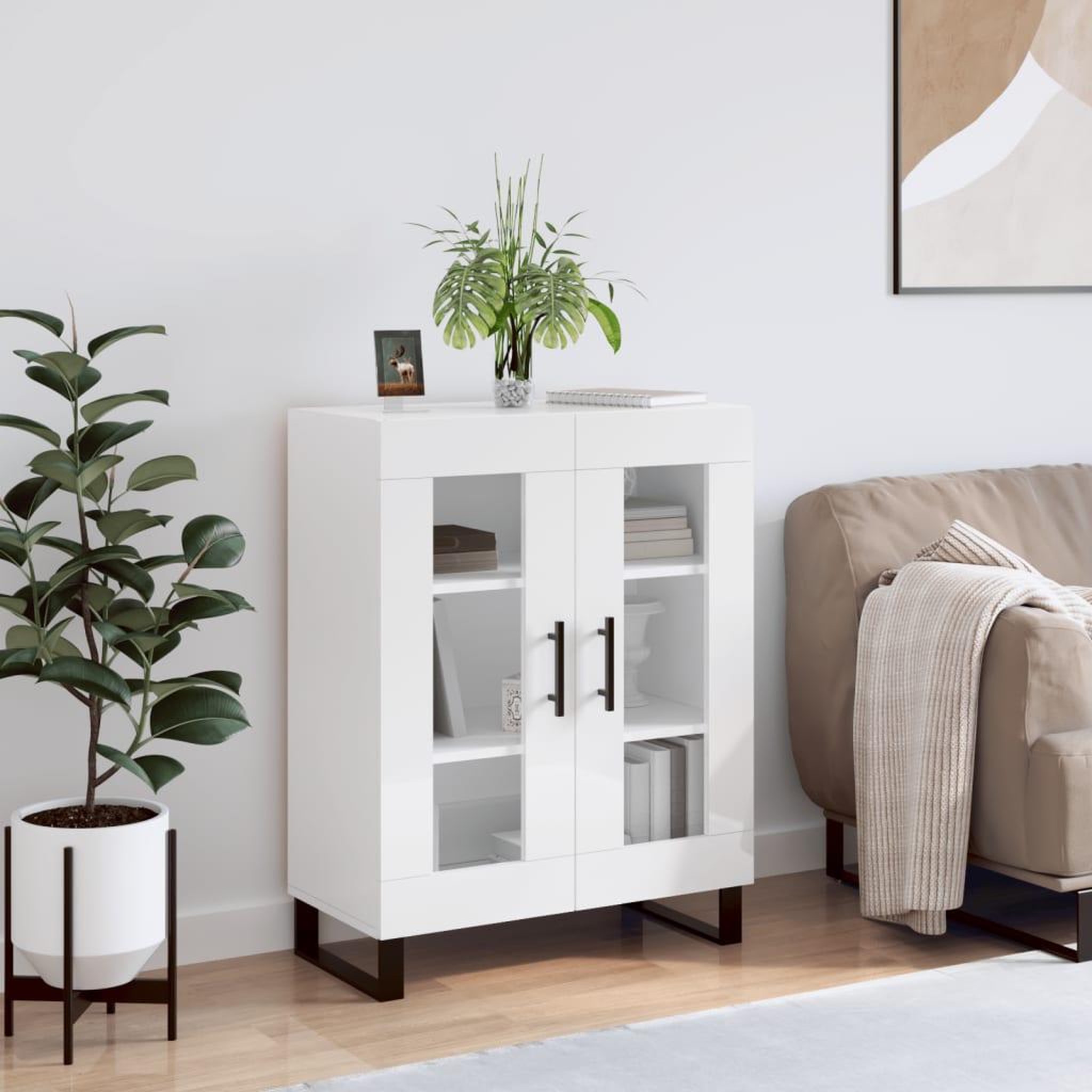 VIDAXL Buffet Blanc brillant 69,5x34x90 cm Bois d'ingenierie