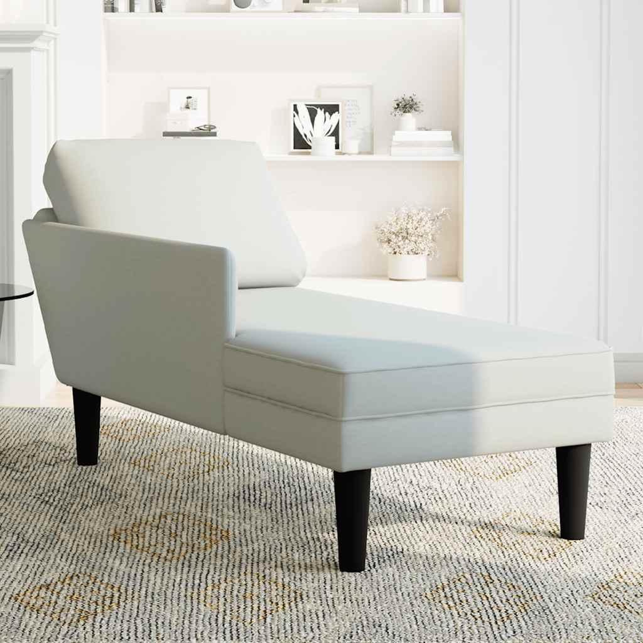 Voir la diapositive 3 : VIDAXL Fauteuil long et coussin et accoudoir droit gris clair velours
