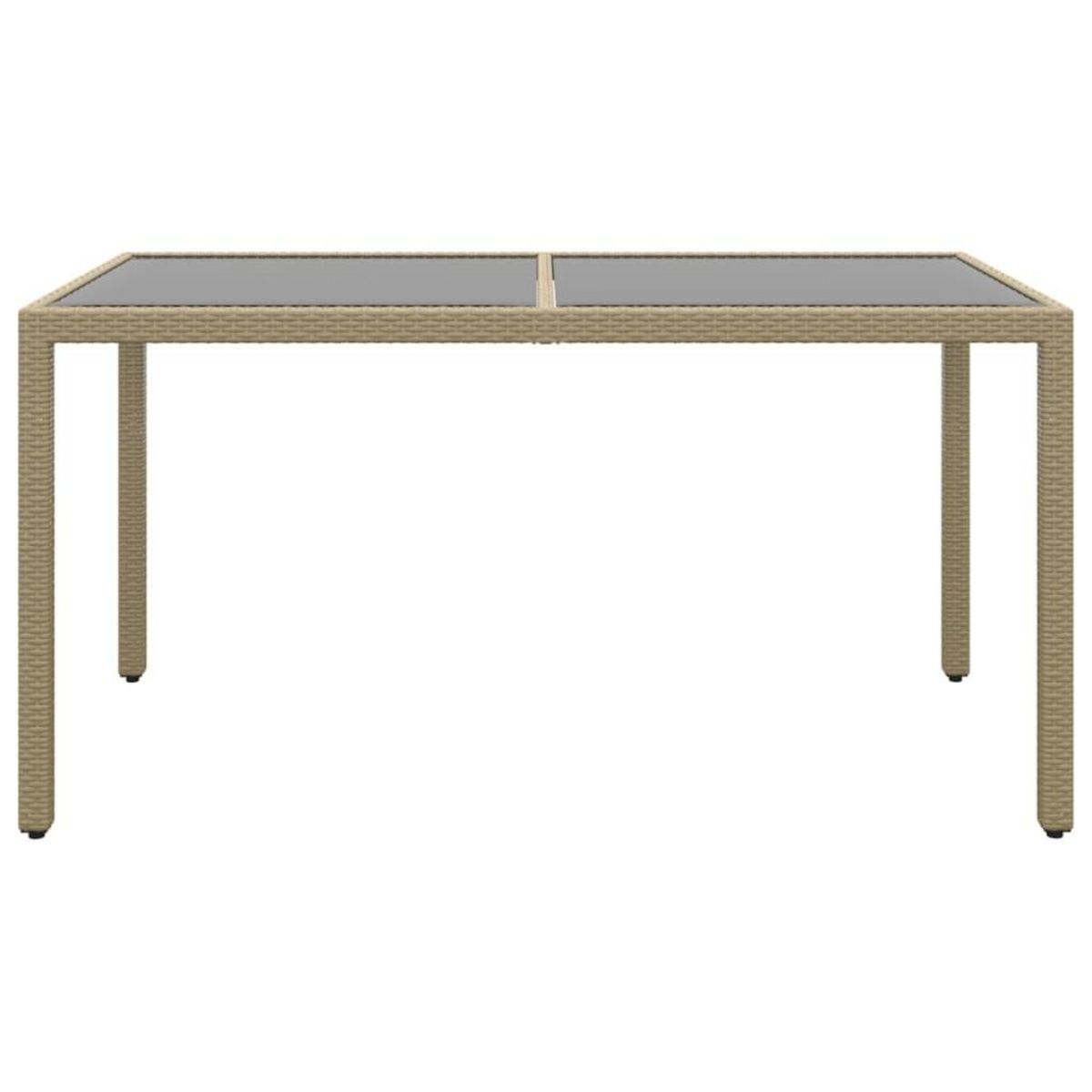 VIDAXL Table de jardin 150x90x75 cm Verre trempe/resine tressee Beige