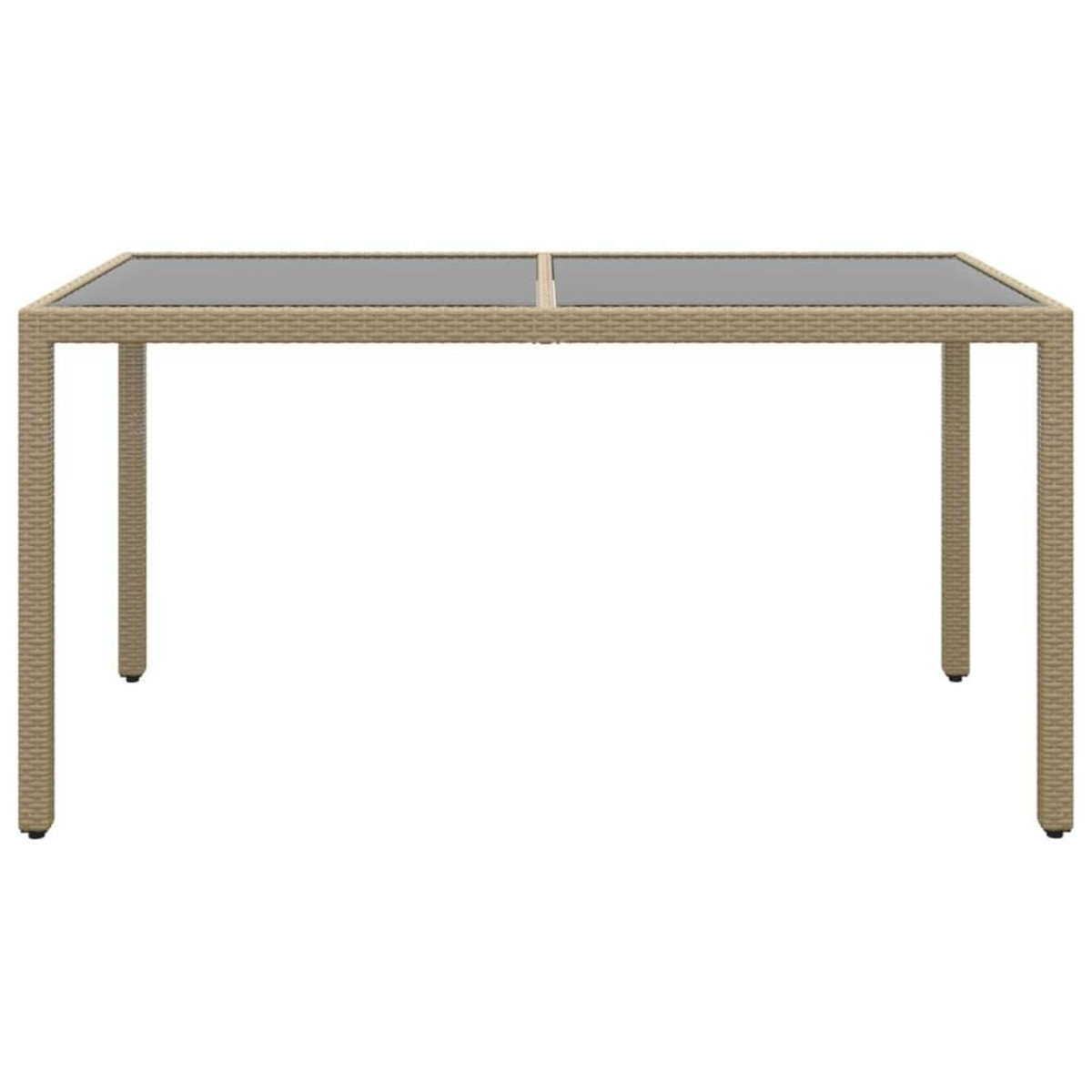 VIDAXL Table de jardin 150x90x75 cm Verre trempe/resine tressee Beige