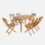 SWEEEK Table de jardin acacia avec coins arrondis, 6 chaises, 120 x 80 x 75 cm. Coloris disponibles : Vert