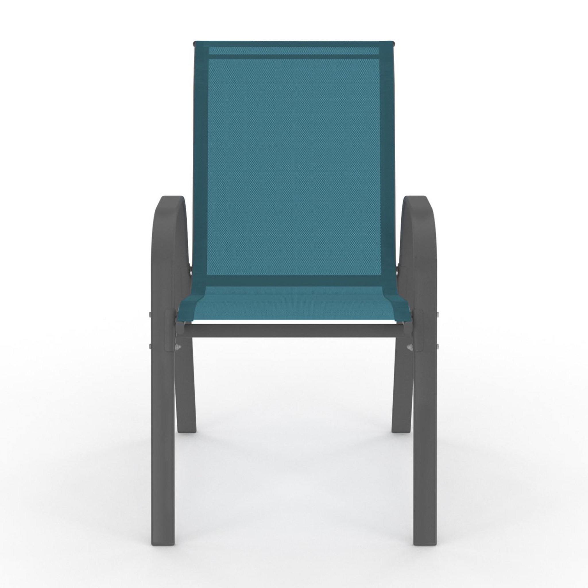 Voir la diapositive 4 : ID MARKET Lot de 4 chaises de jardin lyma métal et textilène empilables bleu canard
