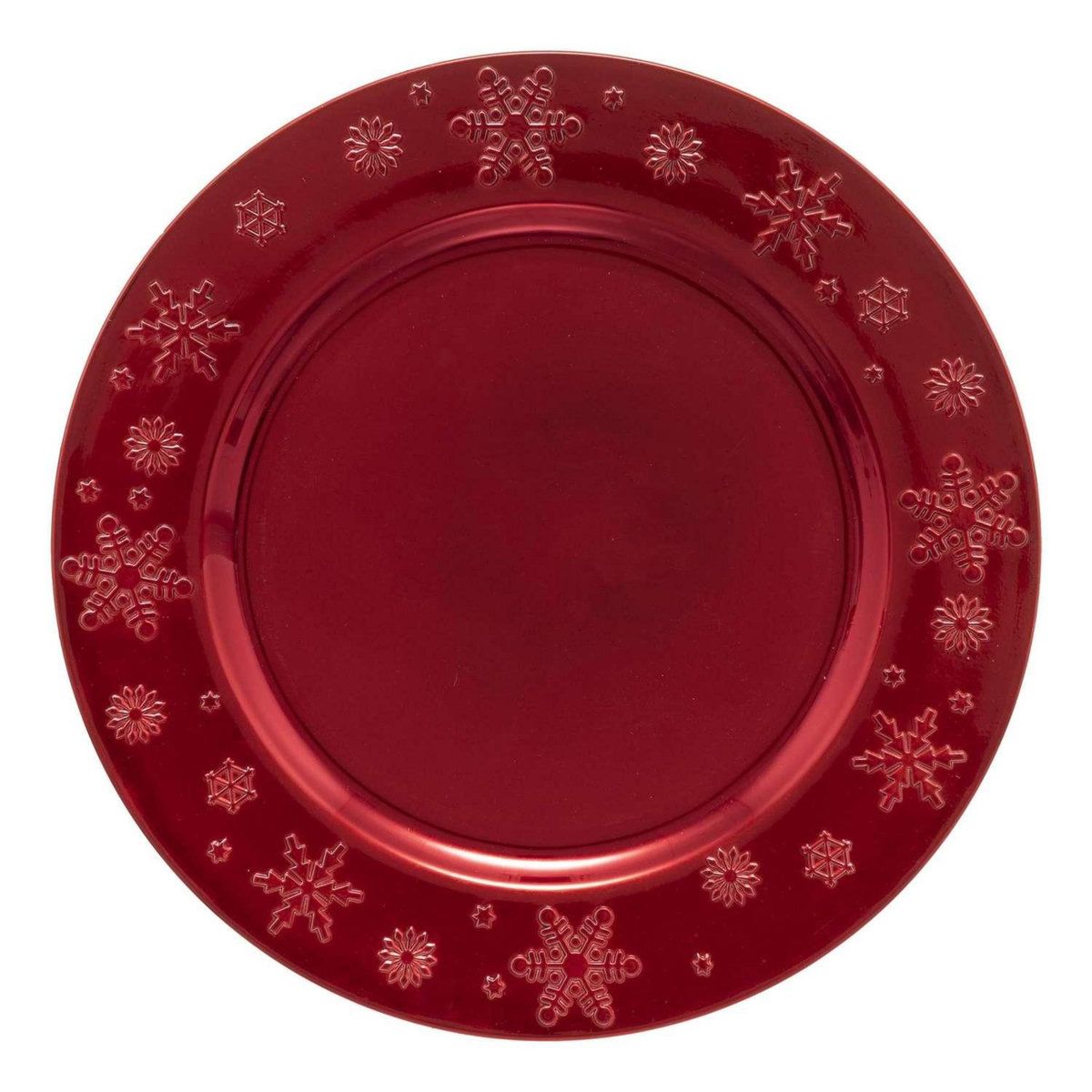 ATMOSPHERA Lot de 12 dessous d'assiette Flocon Diam 33 cm - Rouge