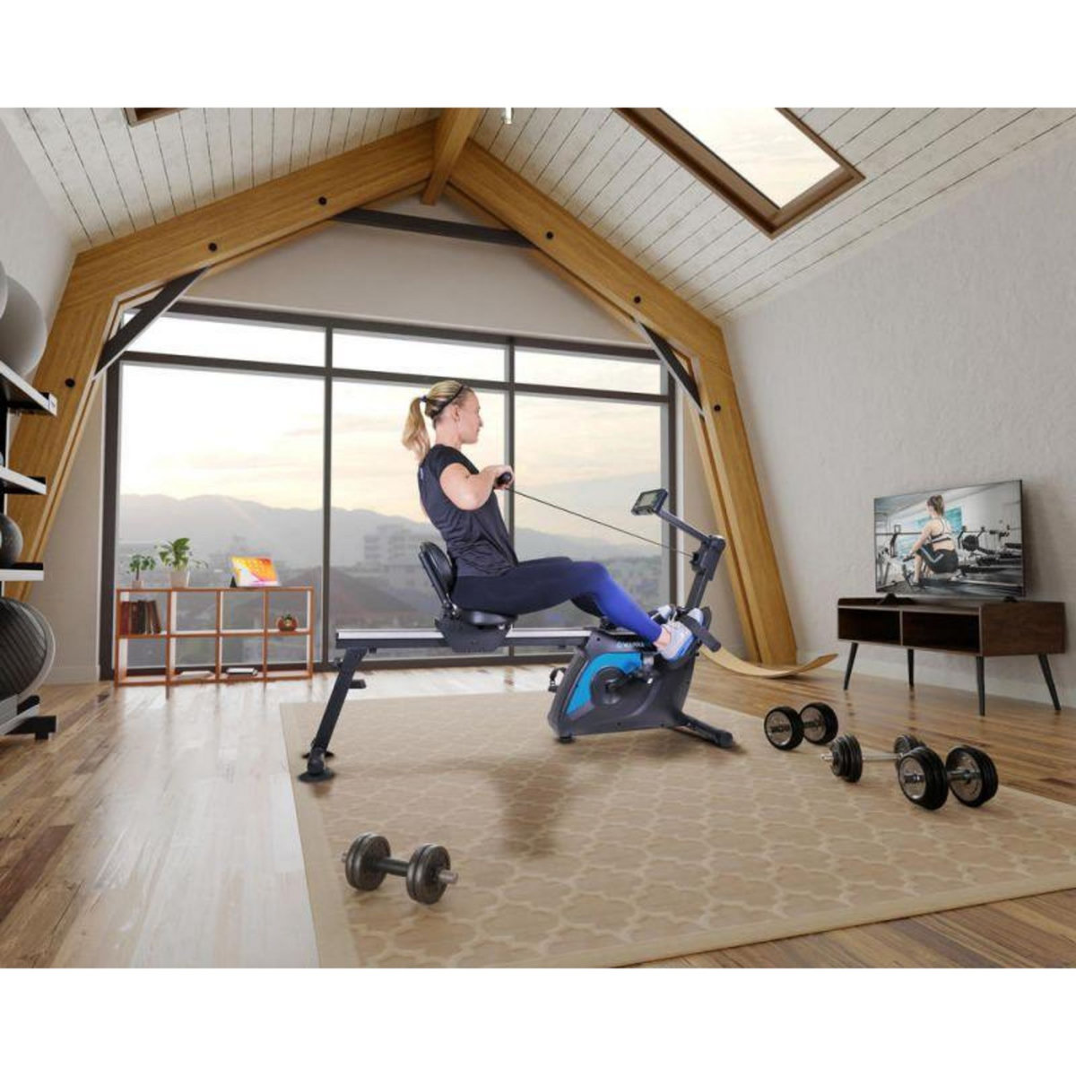 SPARRAW Rameur - Vélo semi allongé 2en1 pliable SUPER SKIPPER Résistance magnétique réglable 8 niveaux, Roue d'inertie 2kg