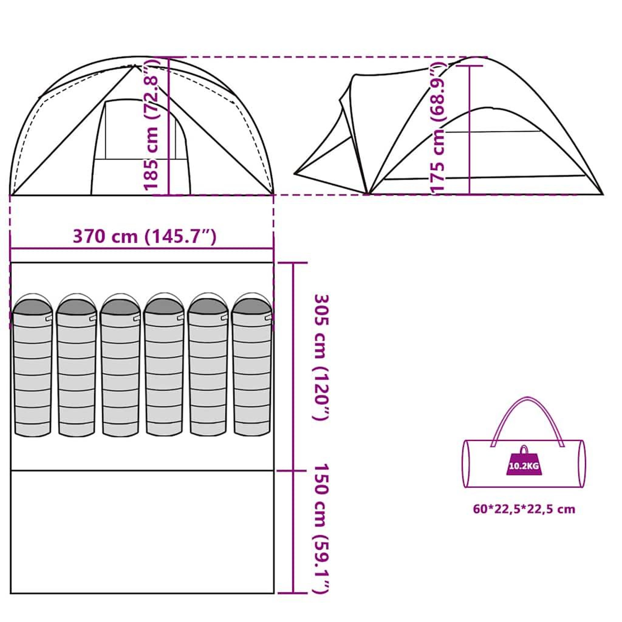 Voir la diapositive 6 : VIDAXL Tente de cabine familiale 6 personnes bleu impermeable