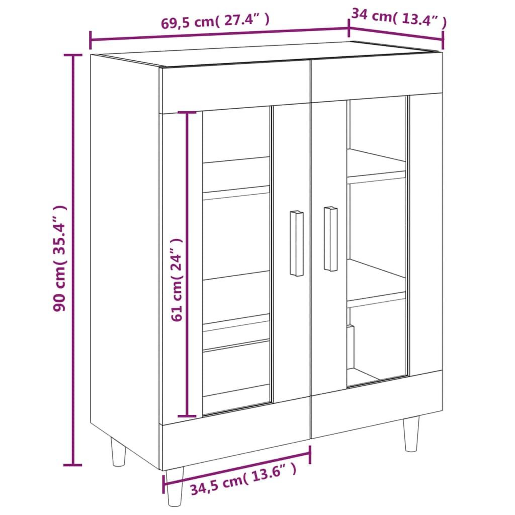 Voir la diapositive 6 : VIDAXL Buffet gris beton 69,5x34x90 cm bois d'ingenierie