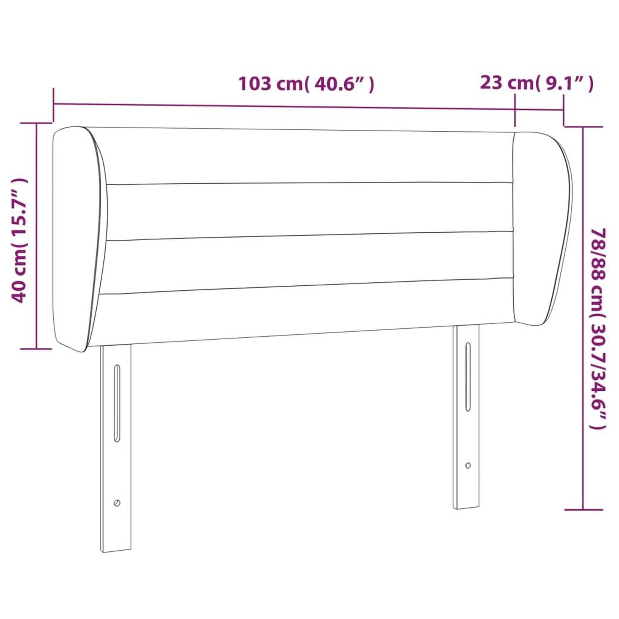Voir la diapositive 6 : VIDAXL Tete de lit avec oreilles Gris fonce 103x23x78/88 cm Velours