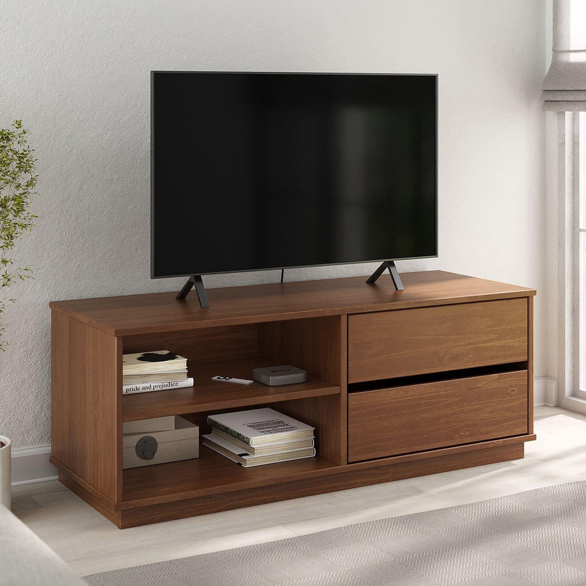 IDIMEX Meuble TV MAITE L 110 cm 2 tiroirs en bois massif