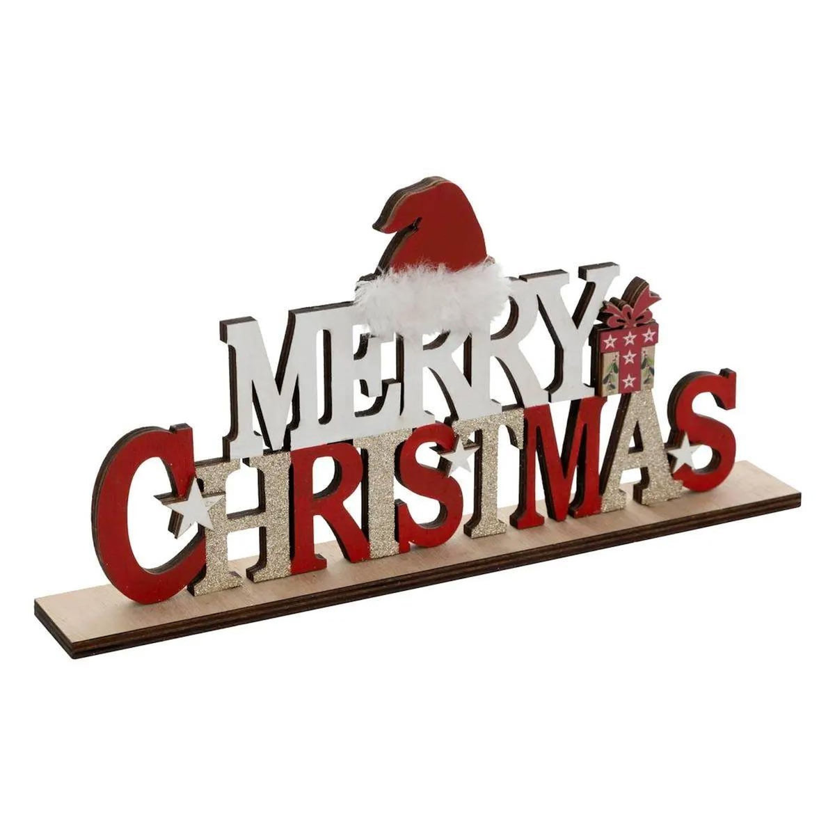 ATMOSPHERA Déco de Noël Mots  Merry Christmas  30cm Rouge