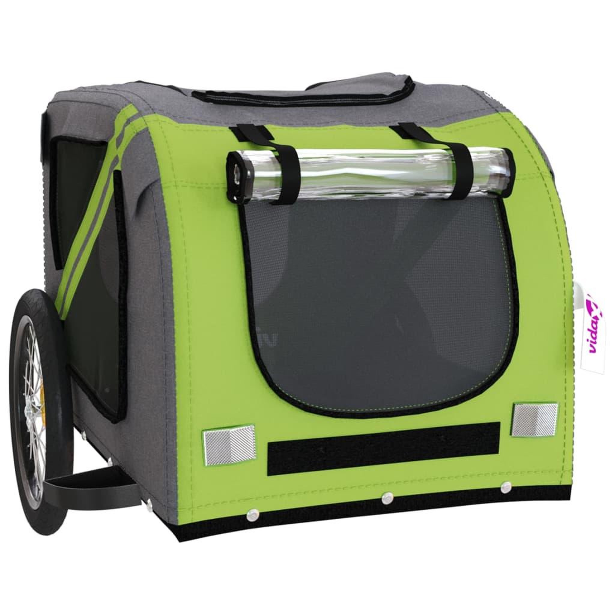 Voir la diapositive 5 : VIDAXL Remorque de velo pour animaux de compagnie vert et gris