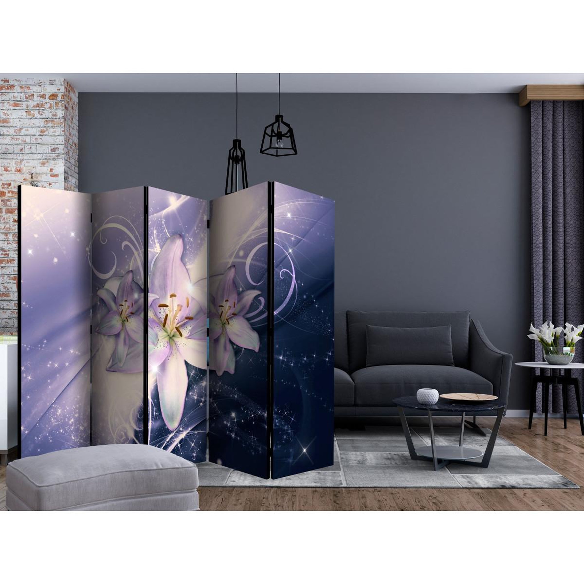 Voir la diapositive 2 : Paris Prix Paravent 5 volets  wintry galaxy  172x225cm
