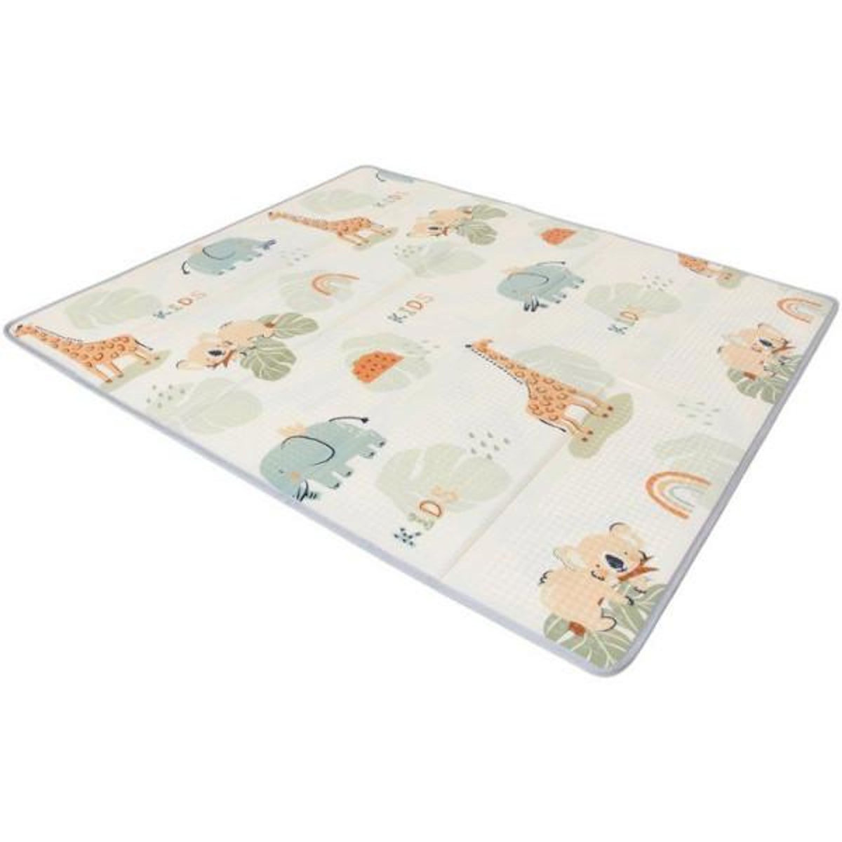 TINEO Maxi tapis d'éveil - TINEO - Réversible - 150 x 180 cm - Face animaux / Face circuit de voiture