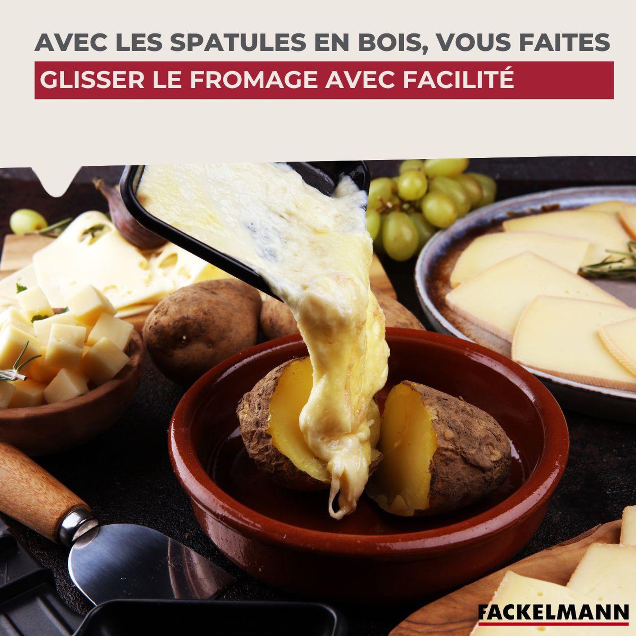 Voir la diapositive 4 : Fackelmann Lot de 6 spatules à raclette en bois 13 cm fackelmann wood edition