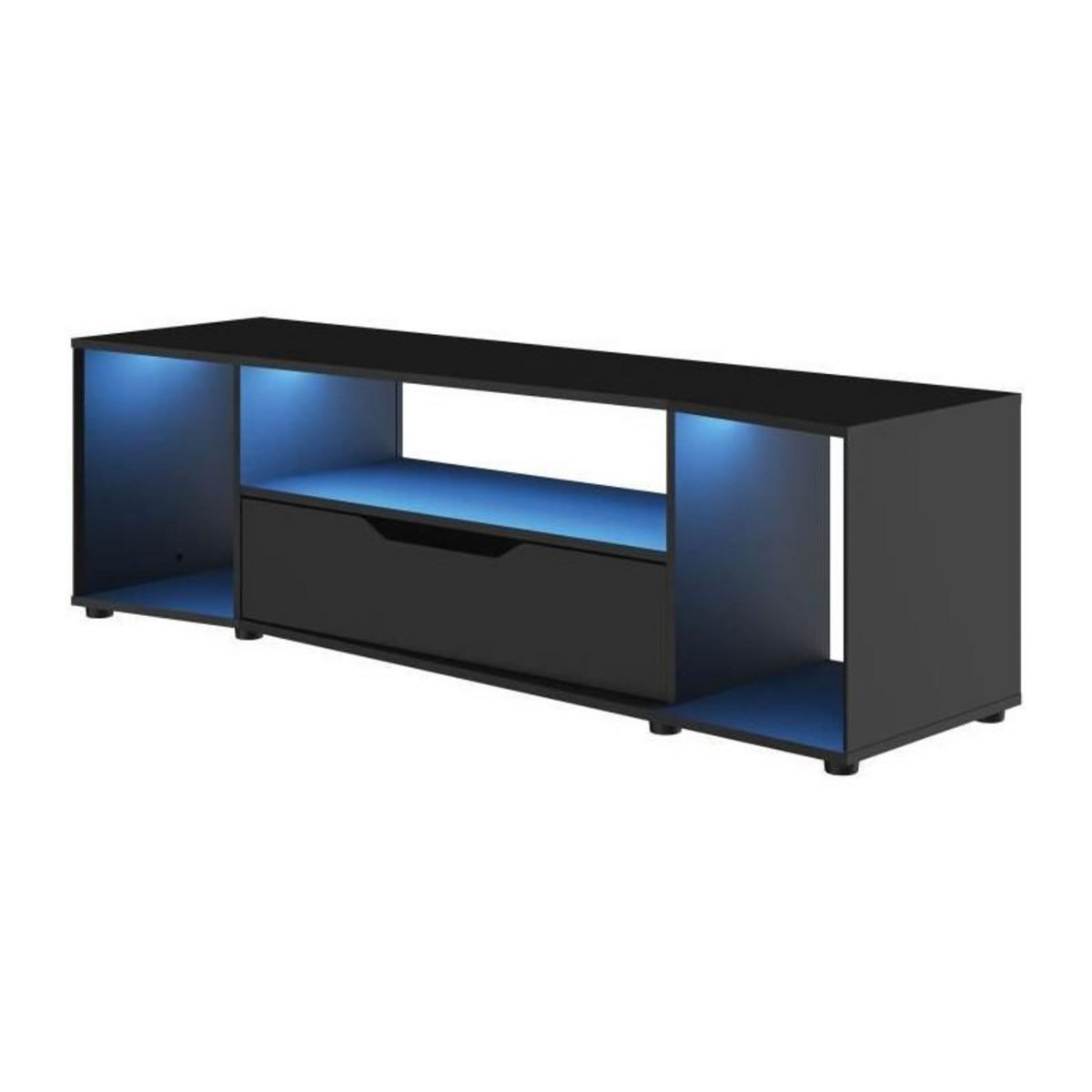 DIAGONE Meuble TV gamer - HACK - Noir - 163 x 45 x 48 cm - DIAGONE
