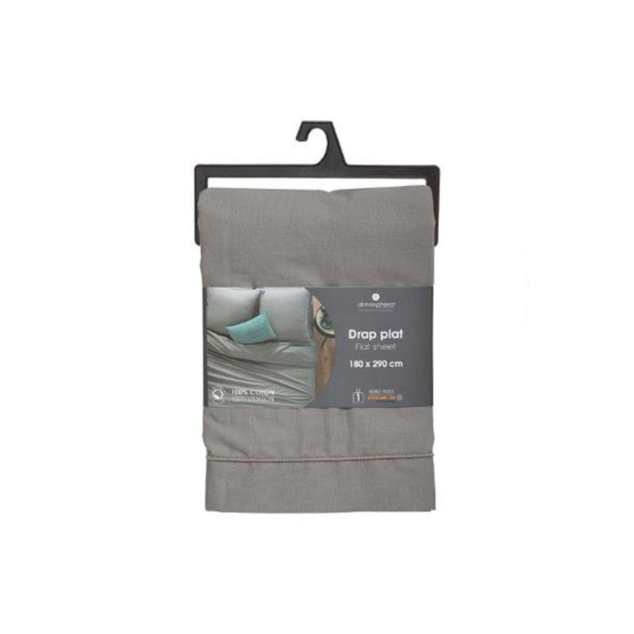 Voir la diapositive 3 : ATMOSPHERA Drap plat  intérieur  180x290cm gris