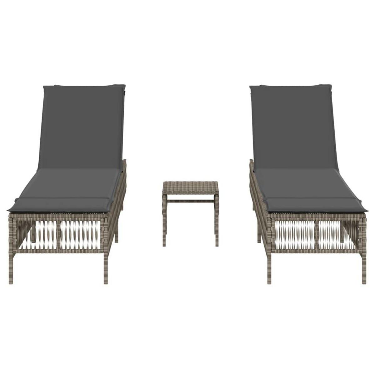 VIDAXL Chaises longues lot de 2 avec table gris resine tressee