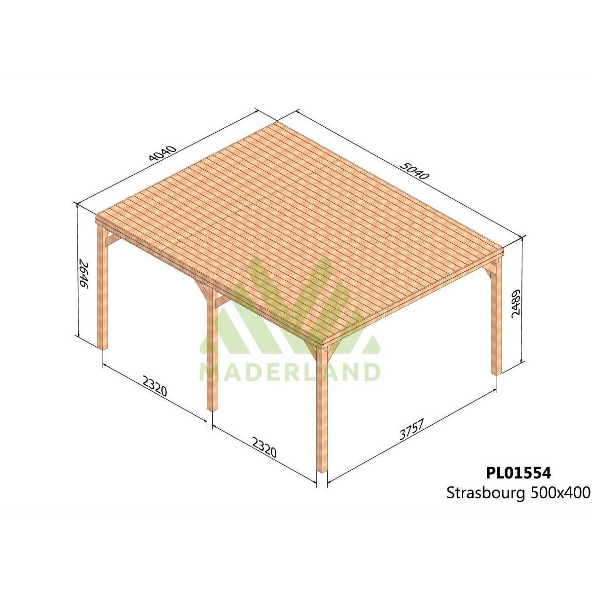 JARDIDECO Pergola en bois Strasbourg avec toit 500 x 400 - Maderland