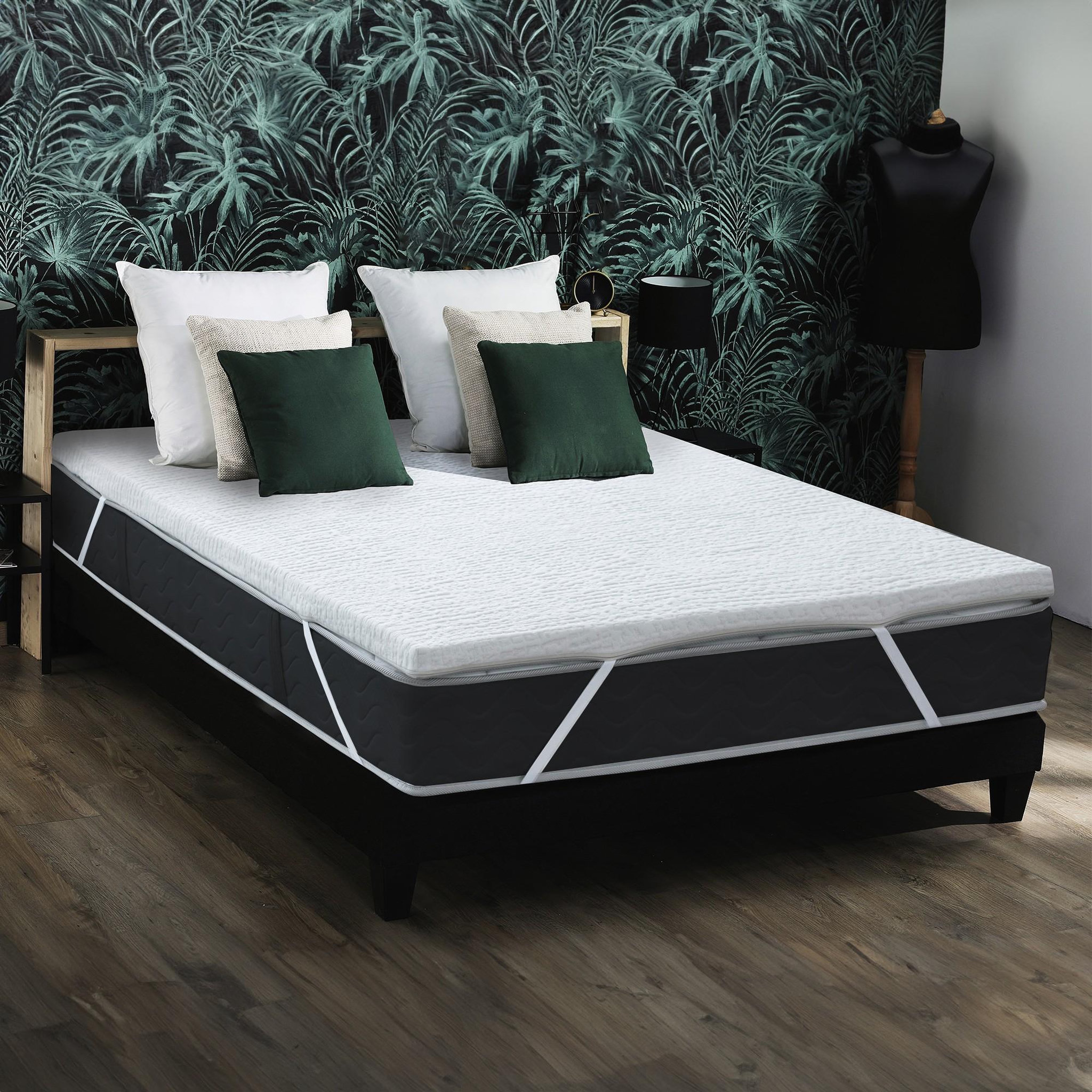 Voir la diapositive 1 : IDLITERIE Surmatelas déhoussable mousse à mémoire de forme 5 cm