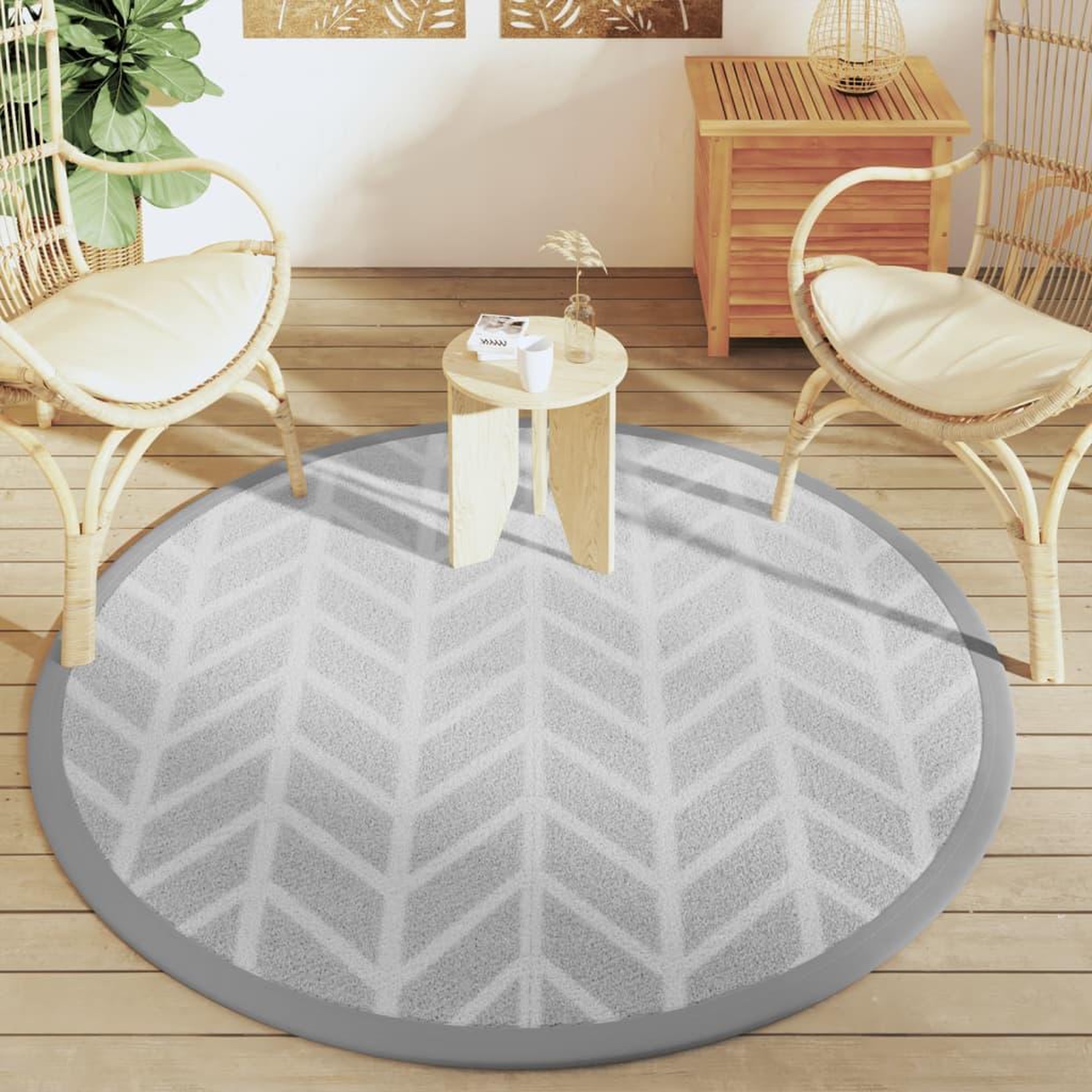 Voir la diapositive 3 : VIDAXL Tapis d'exterieur ARAKIL gris Ø160 cm PP