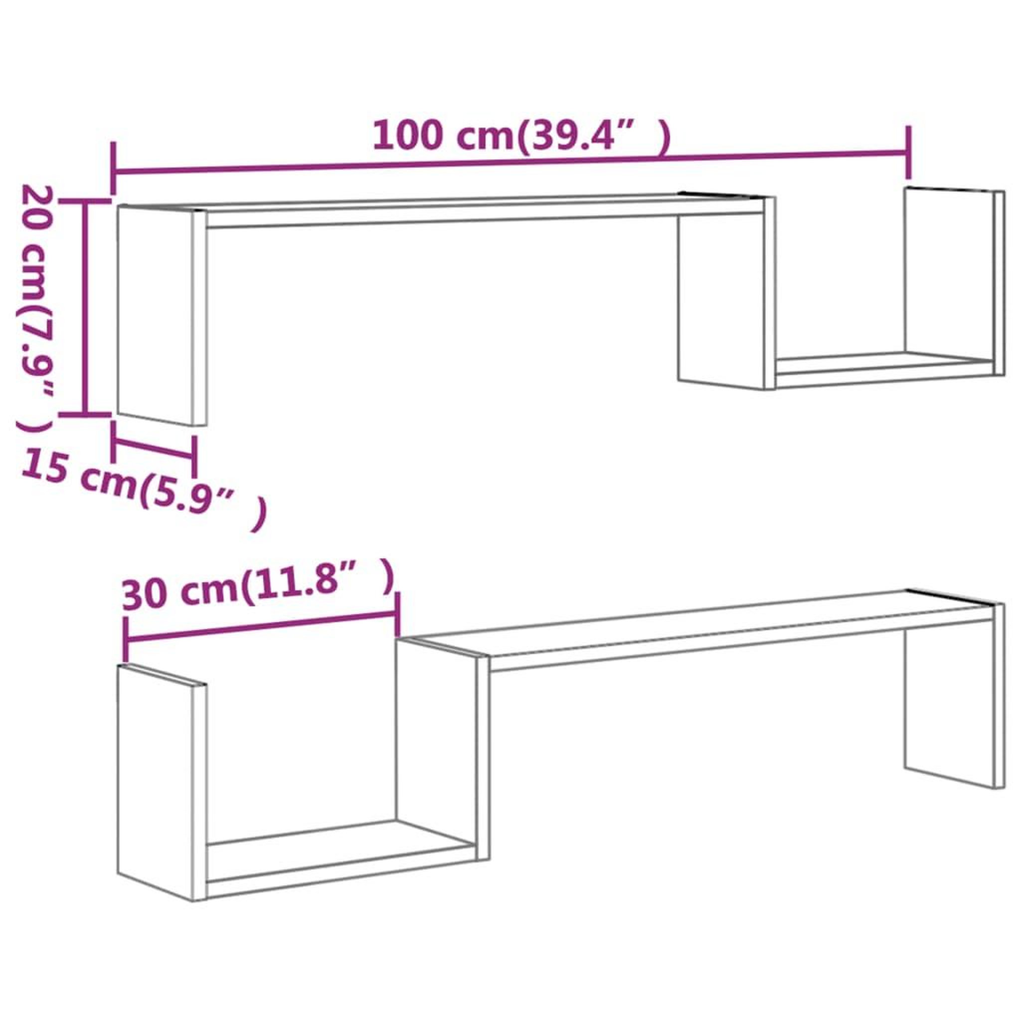Voir la diapositive 6 : VIDAXL Etageres murales 2 pcs Chene fume 100x15x20cm Bois d'ingenierie