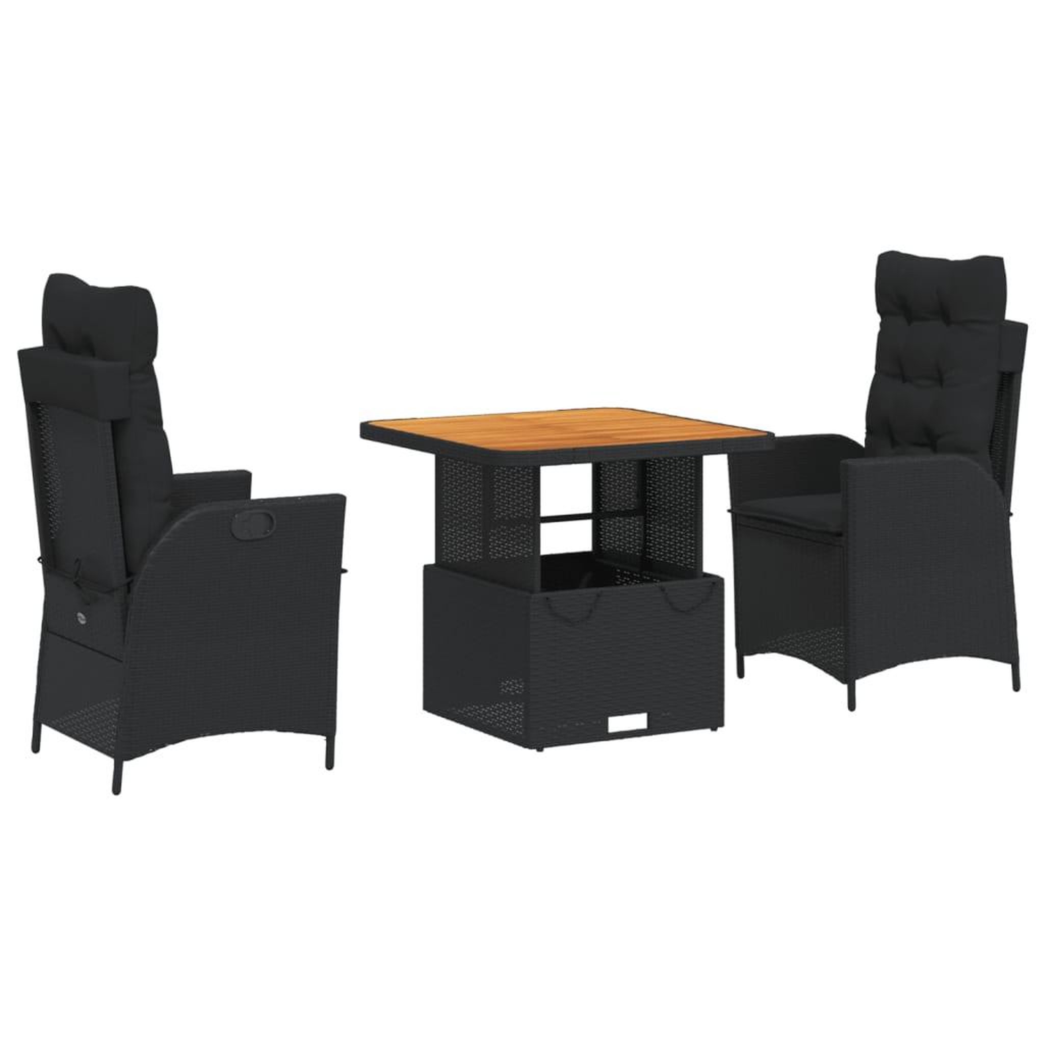Voir la diapositive 2 : VIDAXL Ensemble a manger de jardin avec coussins 3 pcs Noir